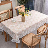 Qfdian  Nordic PVC Printing Tablecloth Washable waterproof oil-proof anti-ironing light luxury high-grade lace lace household tablecloth