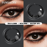 Qfdian  1 Pair Big Black Contact Lenses Beautiful Pupils for Eyes Colored Softlens Natural Brown Grey Lens Contacts Yearly Lens