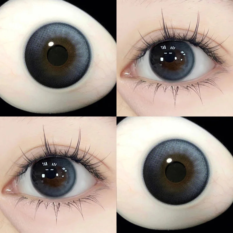 YIMEIXI New Colored Lenses 2 Pcs Blue Color Contacts for Eyes with Myopia 0~-8.00 Fashion Brown Beautiful Pupils Korean Lenses