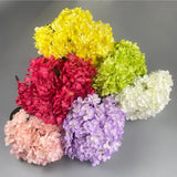 Qfdian  5 Heads Hydrangea Bouquet Silk Artificial Flowers for Party Wedding Living Room Decoration Accessories Home Decor Fake Flowers