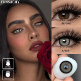 Qfdian  1 Pair Colored Contact Lenses for Eyes Blue Pupil Beautiful Eye Contacts Natural Soft Brown Gray Lenses Yearly Cosmetic