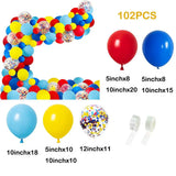 Qfdian  Carnival Circus Balloon Garland Kit Red Blue Yellow Rainbow Confetti Balloon Arch Star Foil Ballon Birthday Carnival Party Decor