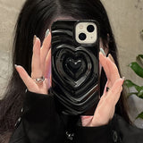 Qfdian Love Heart Matte silver Silicone Shockproof Protection Back Cover For iPhone 15 Pro Max 13 Pro 12 11 14 Fashion Girls Phone Case