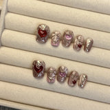Qfdian  10pcs Sweet Cool Press on Nails Blue Cat Eye False Nails 3D Silver Star Fake Nails Glitter Rhinestone Nail Art Short Coffin Nail
