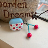 Qfdian  Blue polka dot bow strawberry pendant Airpods4/3 earphone protective case cover 2pro second and third generation new