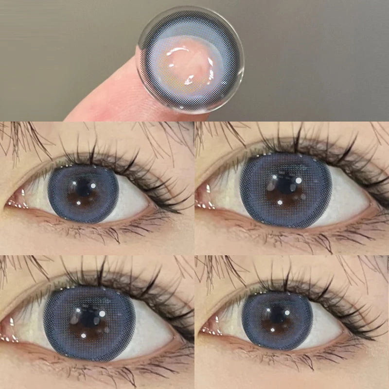 YIMEIXI 2pcs New Colored Contact Lens for Eye with Prescription Myopia Blue Eye Lenses Anime Large Diameter Pupil