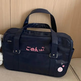 Qfdian Pu Leather Girls All Match Top-Handle Bags Preppy Sweet Y2k Women Jk Bag Japanese Kawaii Cute Embroidery Handbags Streetwear