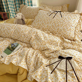 Qfdian  New Comforter Sets Bedding Sets and Components With Bowknot Lace 4PCS Soft Bedding Sets For Girls Women Home Bedroom