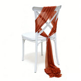Qfdian  10pcs 20x275cm Rust Red Chiffon Chair Sashes Soft Chair Decor for Wedding Party Ceremony Church with Chair Luxury Decoration