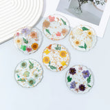 Qfdian  ins wind plant dried flower transparent resin coaster, foreign trade hot-selling handmade DIY real flower tea cup coffee coaster