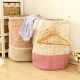 Qfdian 3 Sizes The beam port Linen Multi-function Handle Stackable storage barrel Laundry basket Toy Storage box storage basket