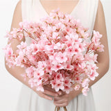 Qfdian  Artificial Peach Blossom Party Decorations Fake Flowers Fake Plants Silk Flowers Arrangement for Wedding Home Office DIY Decor