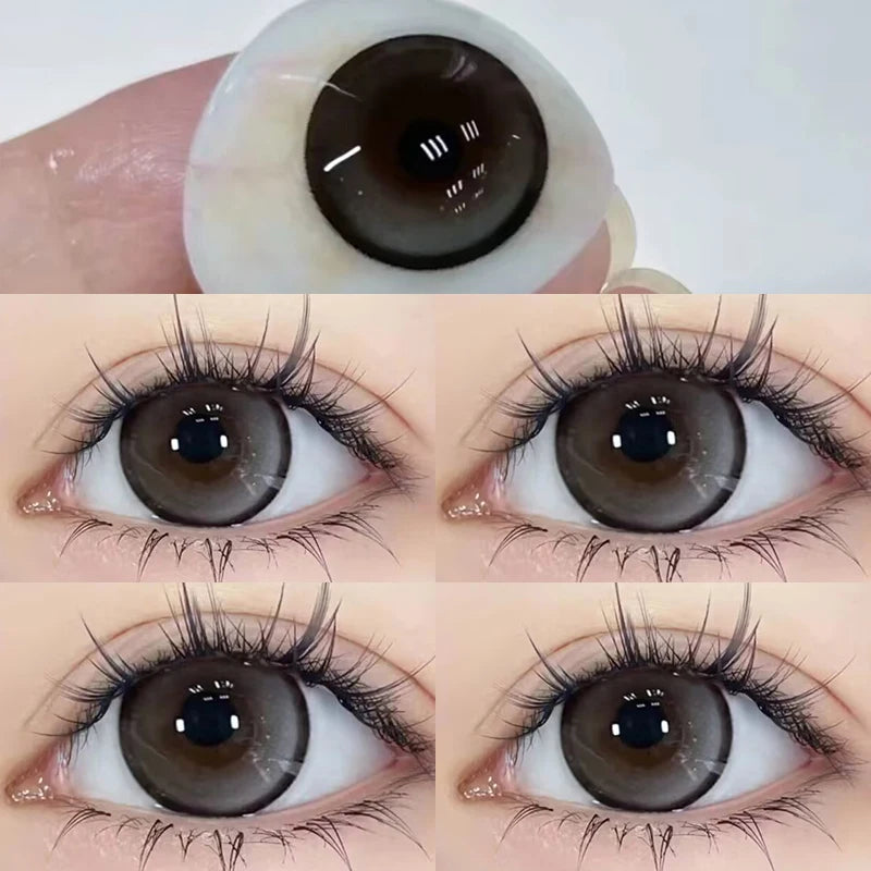 YIMEIXI 2pcs Yearly High Quality with Diopter Myopia Fashion Round Beauty Pupil Natural Contact Lenses for Eyes