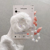 Qfdian cute pink bow soft plush fluffy bluetooth headphone protector case for airpods 1 2 3 4 pro 2 protective cover luxury bracelet