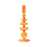 Qfdian Nordic Orange Glass Taper Candle Holder Creative Home Decor Wedding Party Dinner Candlelight Decoration Living Room Candlestick