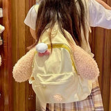 Qfdian Japanese Y2k Aesthetic Sweet Kawaii Backpack Preppy Girls Fluffy Ears Schoolbags Cartoon Cute Chic Backpacks for Women Students
