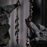 Qfdian  Fashionable new Gothic rhinestone inlaid pendant with long and short earrings, charming jewelry for rap rock parties, gifts