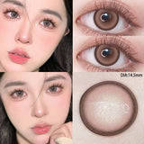Qfdian 2PCS New Colored Contact Lenses Myopia Power Pink Lens -0.00 to -8.00 Amber Makeup for Eyes with Blue Lens Fast Shipping