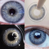 Qfdian Colored Contact Lenses for Eyes Natural Beauty Color Lens Eyes Lenses for Eyes Grey Blue Lenses with Diopter Yearly Cosmetics