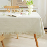 Qfdian  Cotton Linen Tablecloth Rectangular Decorative Protector for Dining Table Coffee Table Dustproof for Home Kitchen Indoor Use