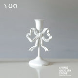 Qfdian French Retro Pink Bow Candle Holder Decoration Dining Table Club Villa Decoration Crafts Wedding Photography Candle Props