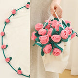 Qfdian  Simulated Rose Blanket Valentine Qixi Mother's Day Practical Gift Bouquet Round Blanket Finished Gift for Friend Wife Couple