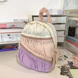 Qfdian Contrast Color Patchwork Pleated Backpacks College Casual Travel Bags for Women Y2k Aesthetic All Match Trendy Simple Schoolbags