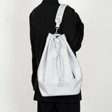 Qfdian  New Women Y2k Aesthetic Simple Shoulder Bag Nylon All Match Solid Handbags Trendy Vintage Drawstring Crossbody Bags Trendy