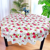 Qfdian  New Round Dining Table Cloth Waterproof Oil-proof and Scalding-proof Leave-in Printed Tablecloth Lace Home Living Room Thickened