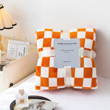 Qfdian Throw Blankets Flannel Blanket with Checkerboard Grid Pattern Soft Throw Blanket for Couch, Sofa Warm and Cozy for All Seasons