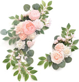 Artificial Wedding Arch Flowers Kit Boho Dusty Rose Blue Eucalyptus Garland Drapes for Wedding Decorations Welcome Sign