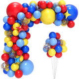 Qfdian  Carnival Circus Balloon Garland Kit Red Blue Yellow Rainbow Confetti Balloon Arch Star Foil Ballon Birthday Carnival Party Decor