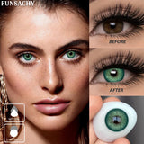 Qfdian  1 Pair Colored Contact Lenses for Eyes Blue Pupil Beautiful Eye Contacts Natural Soft Brown Gray Lenses Yearly Cosmetic