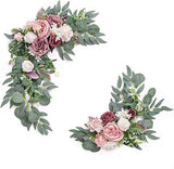 Artificial Wedding Arch Flowers Kit Boho Dusty Rose Blue Eucalyptus Garland Drapes for Wedding Decorations Welcome Sign
