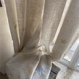 Qfdian  Finished Embroidery Simple Curtains for Living Room Linen Blackout Bedroom Floor To Ceiling Windows Custom Thermal