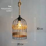 Qfdian  Spain Sisal Hemp Rope Pendant Light Ceiling Lamp Lustre Hanging Chandelier Iron Hand Braiding Rustic Retro for Dining Room Decor