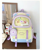 Qfdian High-capacity Casual Contrast Color Backpacks Y2k Aesthetic Transparent Schoolbags Streetwear Students Patchwork Backpack Women