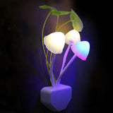Qfdian Novelty Mushroom Fungus Night Light EU & US Plug Light Sensor 220V 3 LED Colorful Mushroom Lamp Led Night Lights