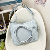 Korean Streetwear Transparent Ita Bags Simple All Match Zipper Bow Women Underarm Bag New Y2k Aesthetic Casual Shoulder Handbags
