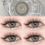 Qfdian  1Pair Natural Brown Contact Lenses for Eyes Colored Lenses Gray Pupils Big Eye Lenses Fashion Beauty Contacts Yearly