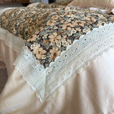Qfdian  Vintage Floral Print Lace Ruffles Princess Bedding Set Egyptian Cotton Duvet Cover Bed Sheet Pillowcases