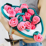 Qfdian  Simulated Rose Blanket Valentine Qixi Mother's Day Practical Gift Bouquet Round Blanket Finished Gift for Friend Wife Couple