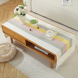 Qfdian  ‌New Nordic Solid Stripe Tablecloth Modern Minimalist Tassel Trim Dustproof Durable Decoration Mats Home Desk Dining Table Cloth