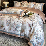 Qfdian Premium 1000TC Egyptian Cotton Chinese Style Flowers Bird Print Luxury Bedding Set Duvet Cover Flat/Fitted Bed Sheet Pillowcases