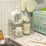 Qfdian Kitchen Countertop Storage Rack Spice Shelf Versatile Stainless Steel Storage Basket for Bathroom Toiletries Cup Organizer Racks