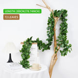 Qfdian  Artificial Creeper Leaf Silk Ivy Hanging Leaf Garland Plant  Home Bathroom Wedding Garden Decoration Green Vine 200CM