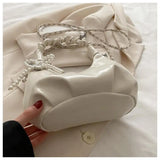 Qfdian Fashionable pleated handbag for women, Bow tie pendant ,fashionable shoulder bag, simple and stylish crossbody bag, chain trend