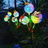 Qfdian  Solar Butterfly Dandelion Light Waterproof Outdoor Solar Lamp LED Garden Stake Light for Courtyard Balcony Lawn Yard Decoration
