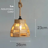 Qfdian  Spain Sisal Hemp Rope Pendant Light Ceiling Lamp Lustre Hanging Chandelier Iron Hand Braiding Rustic Retro for Dining Room Decor