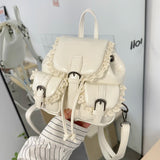 Qfdian  Lace Patchwork Fairy Fashion Handbags Y2k Aesthetic Chic Casual Simple Backpacks Korean Women Mini Sweet Preppy Schoolbags